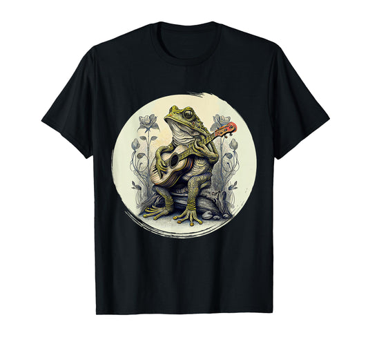 Cottagecore Frog With Acoustic Guitar T-Shirt