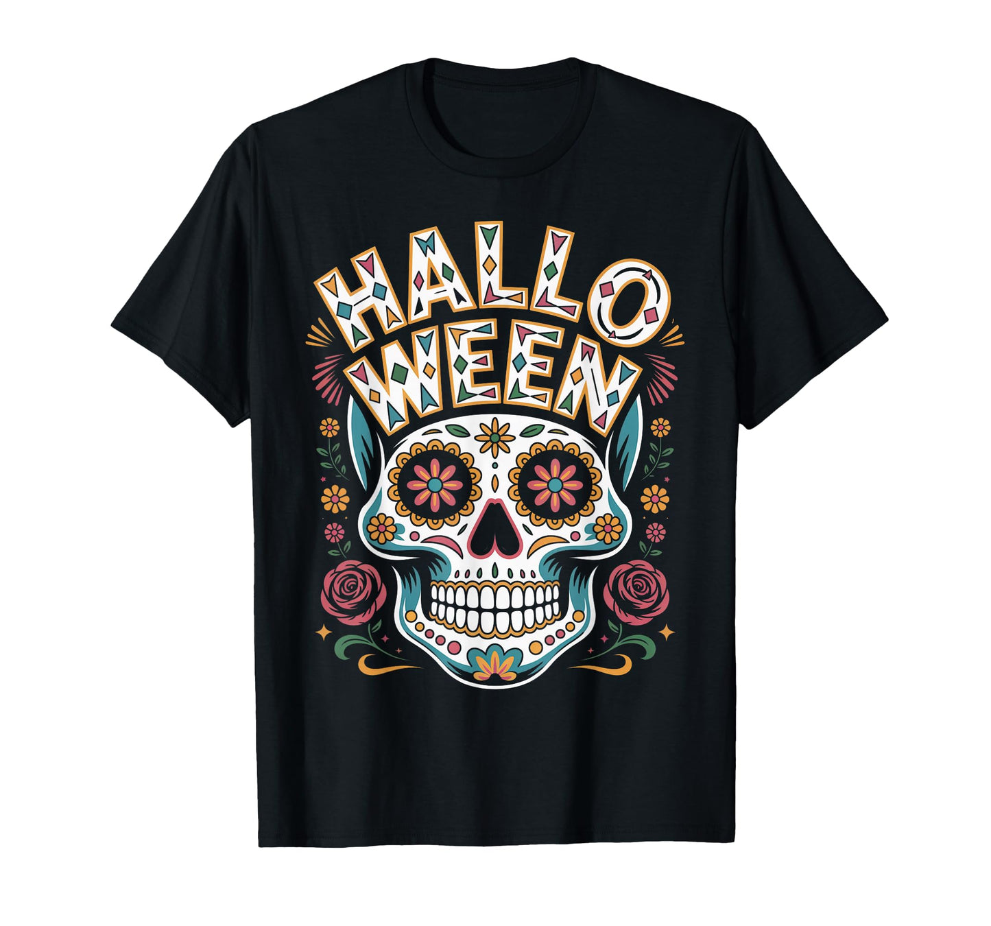 Halloween Costumes Skull Typography Graphic Creepy Spooky T-Shirt