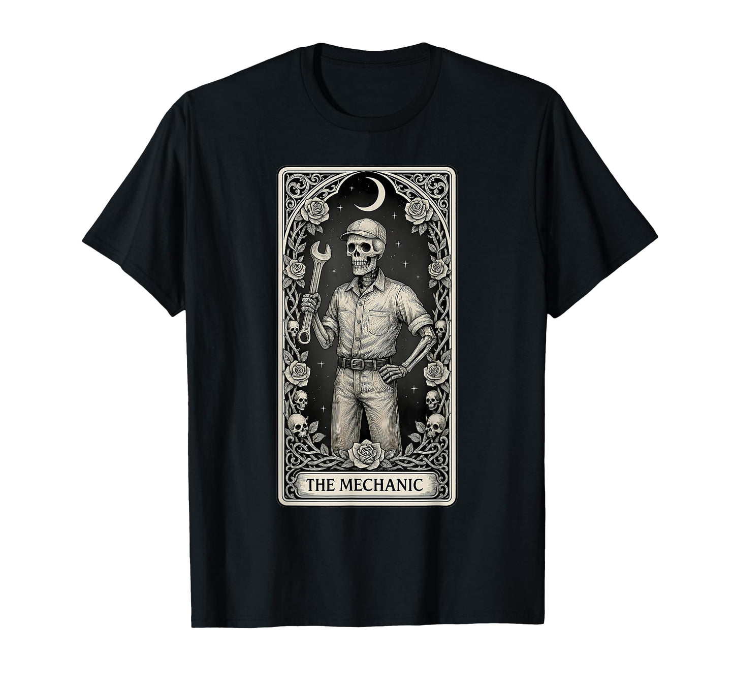 The Mechanic Skeleton Tarot Card T-Shirt
