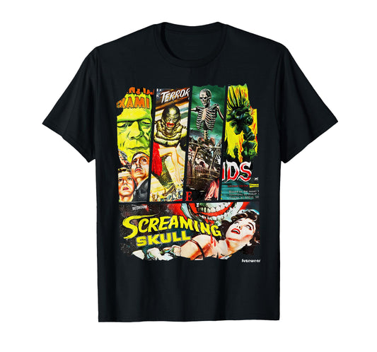 Vintage Style Sci Fi Horror Movie Poster Collage T-Shirt