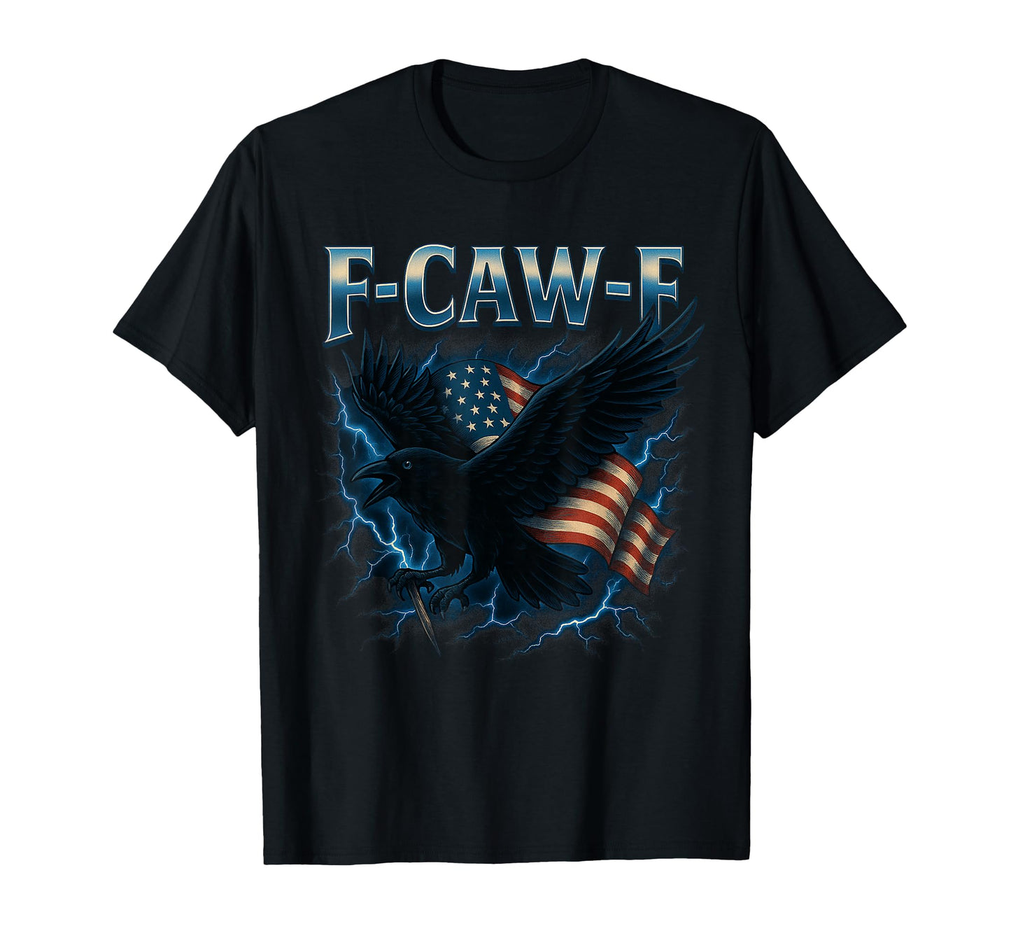 F-Caw-F Black Crow Dark Raven Retro USA Flag Vintage FCawF T-Shirt