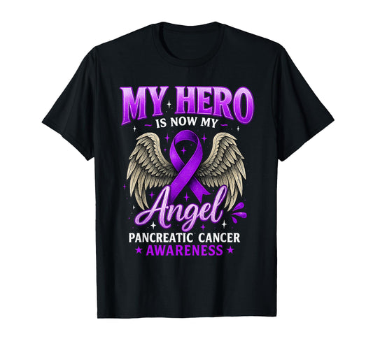Pancreatic Cancer Awareness Memorial Ribbon Purple Support T-Shirt