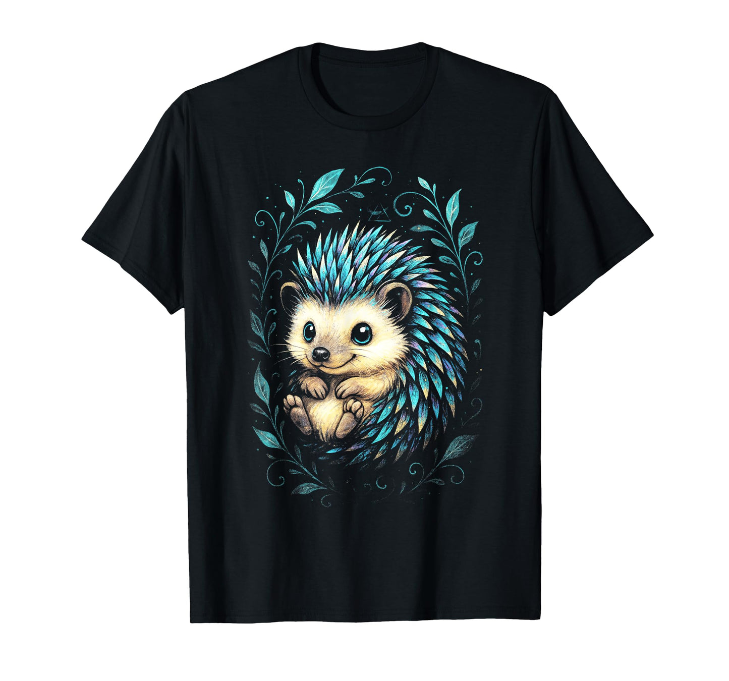 Hedgehog Animal Nature Colorful Flora Art T-Shirt