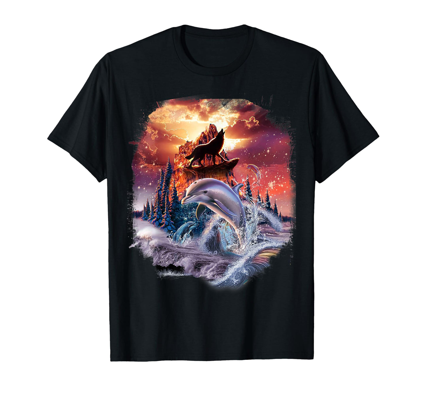 Wolf and Dolphin, Wolves and Dolphins, Beach Mountain T-Shirt