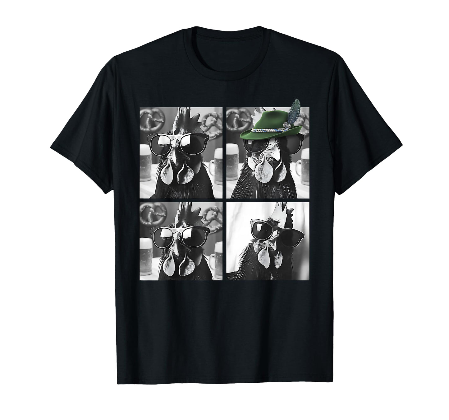 Rooster Wearing Sunglasses Photobooth Selfie Farm Chicken T-Shirt
