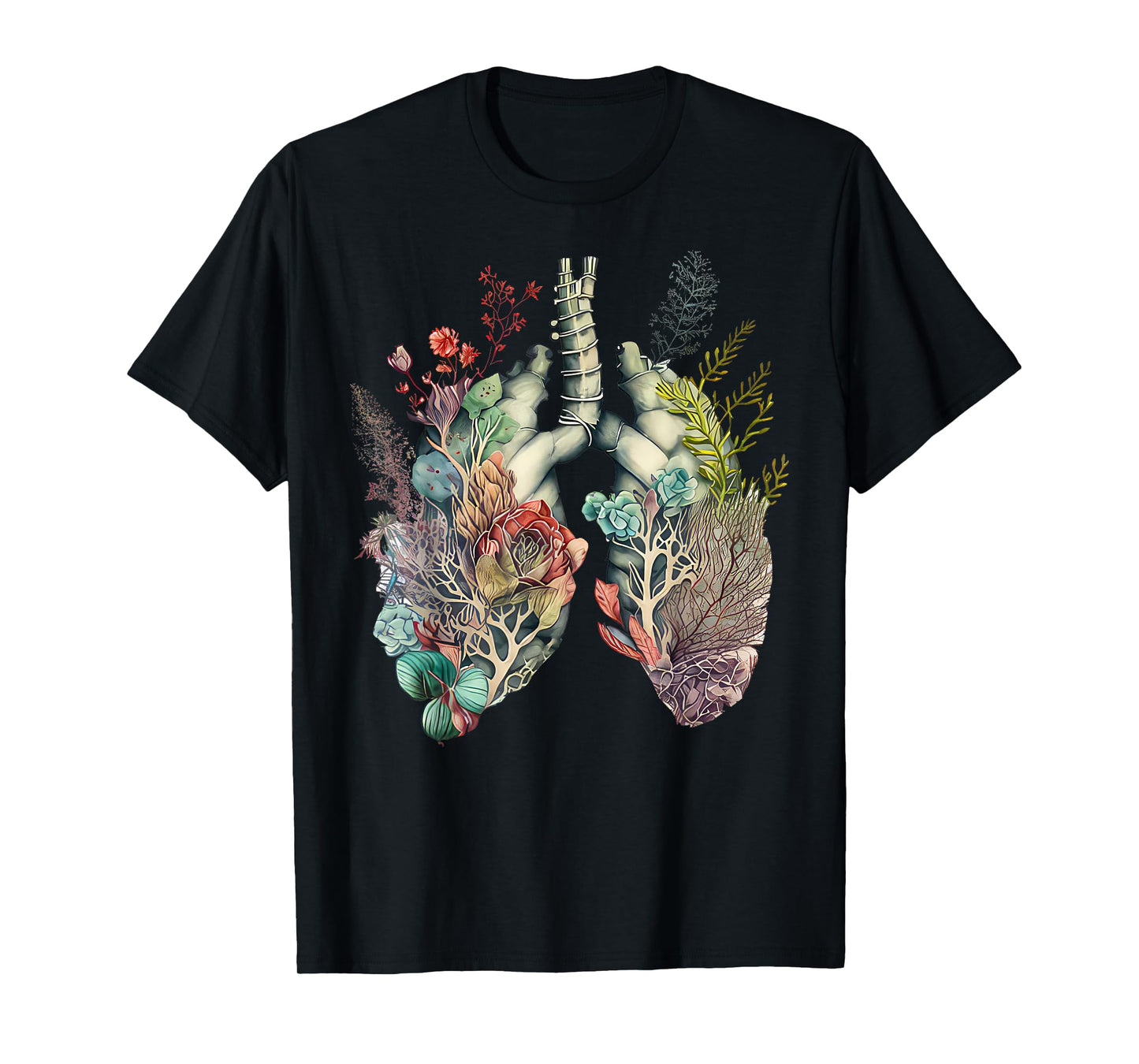 Anatomy Floral Lung RT Respiratory Therapy Pulmonologist T-Shirt