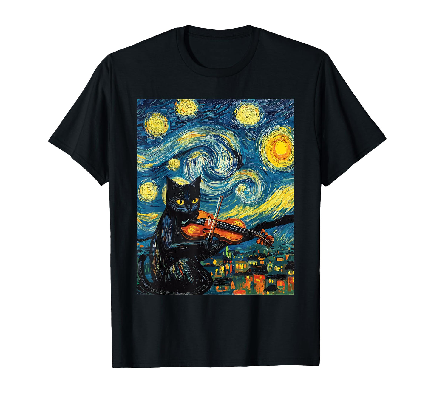Funny Violin Viola Cat T-Shirt for Men Women Kids