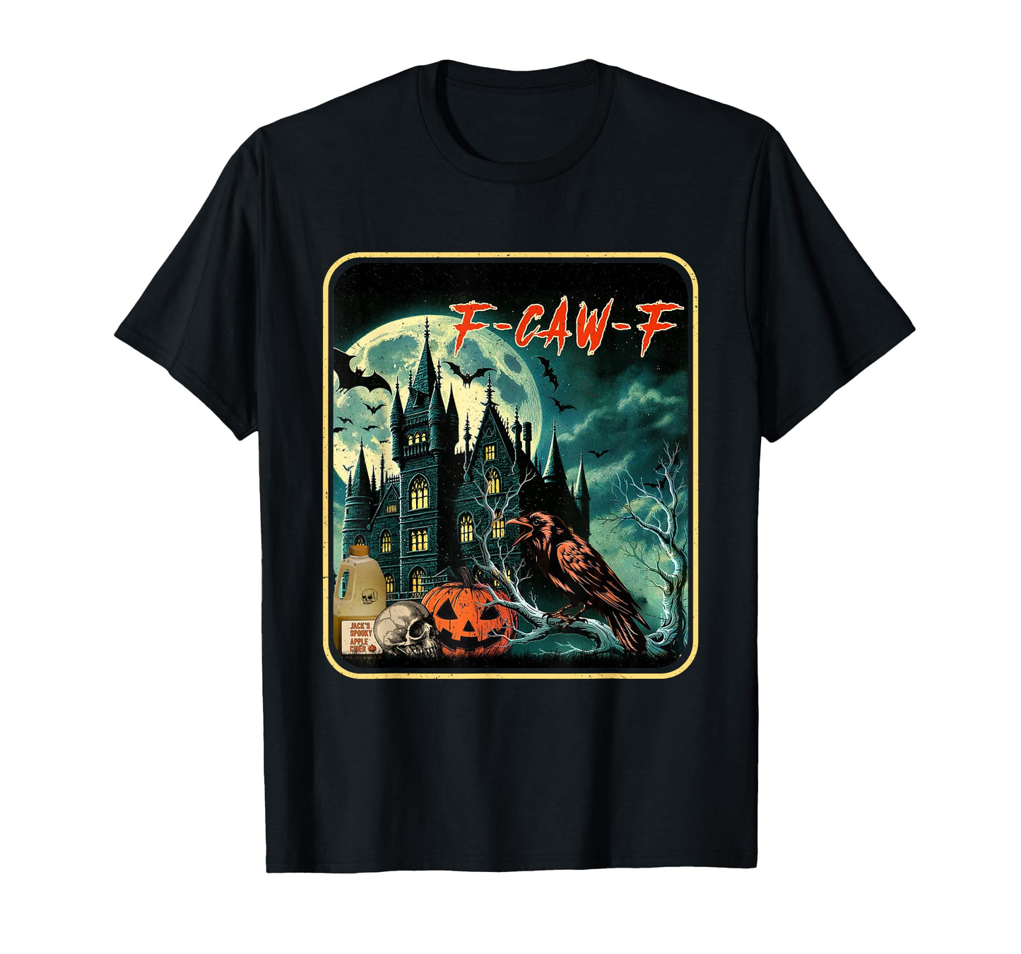 F-Caw-F Raven Moon Gothic Halloween Black Crow Bird Lover T-Shirt