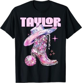 Taylor Outfit Cowgirl Boots Youth Women Teen Girls Name T-Shirt