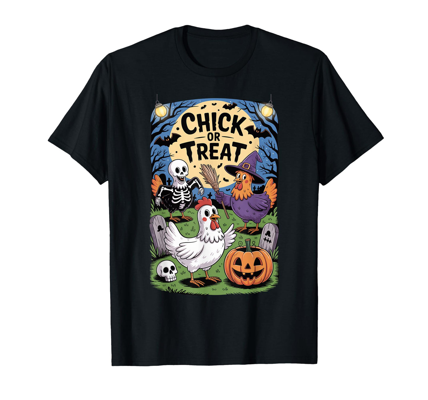 Chick Or Treat Chicken Skeleton Farmer Spooky Family T-Shirt