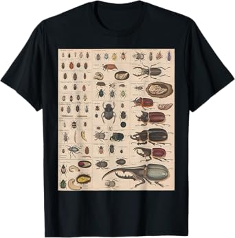 Insects Collection Species Bugs vintage Chart Entomology T-Shirt
