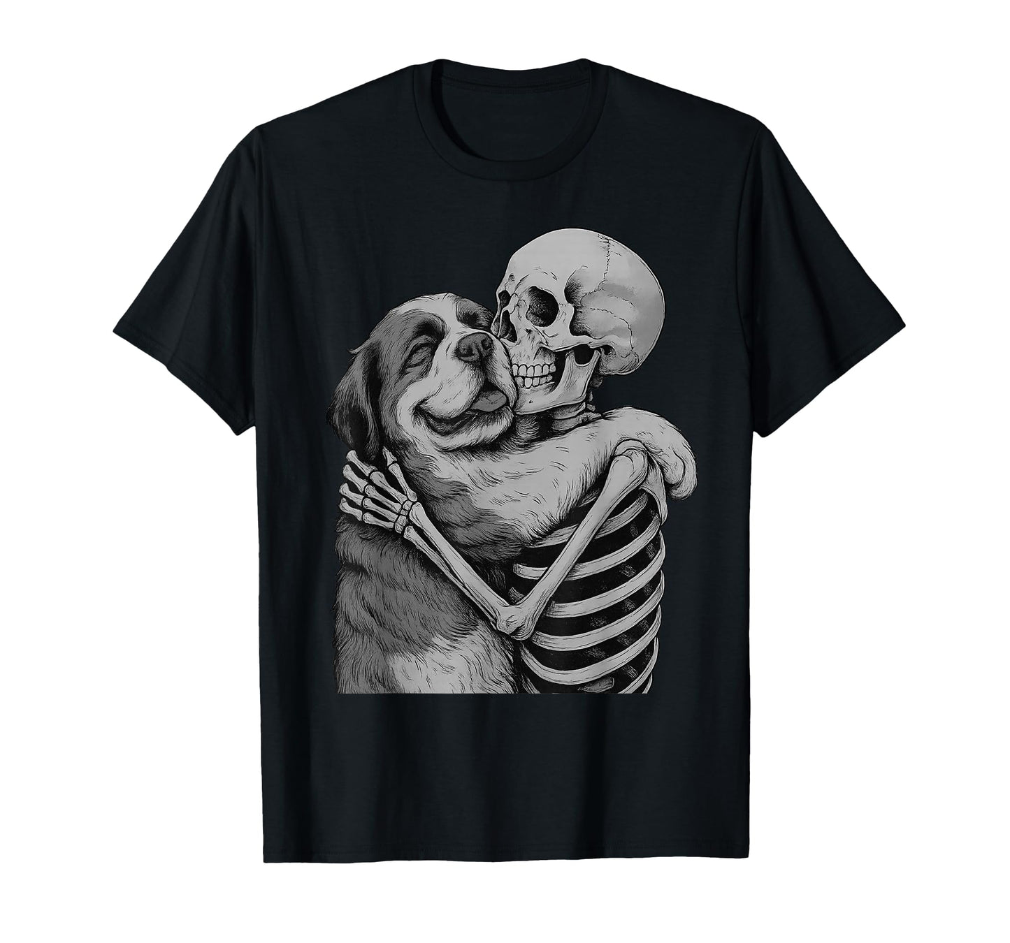 Saint Bernard Skeleton Hug Halloween Dog Lover T-Shirt