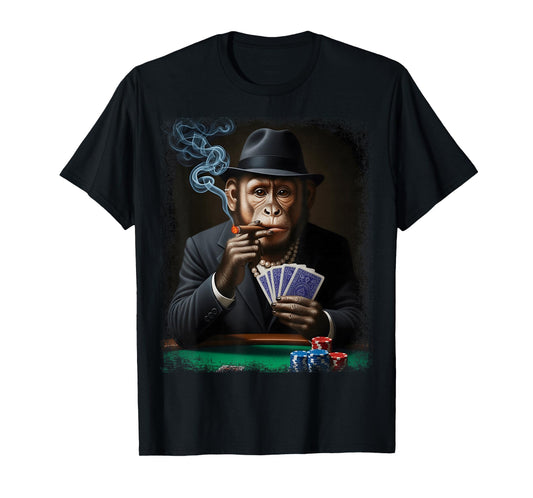 Gambling Casino Cool Monkey in Suit Funny Poker Animal T-Shirt
