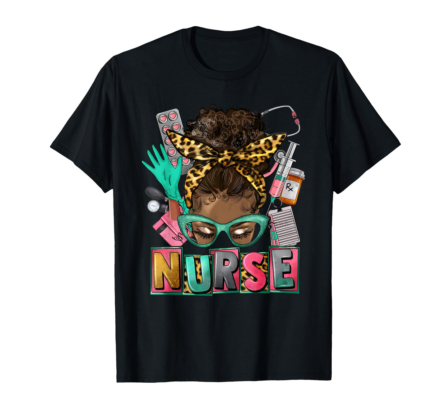 Black Melanin Nurse Black History Month Afro Hair T-Shirt