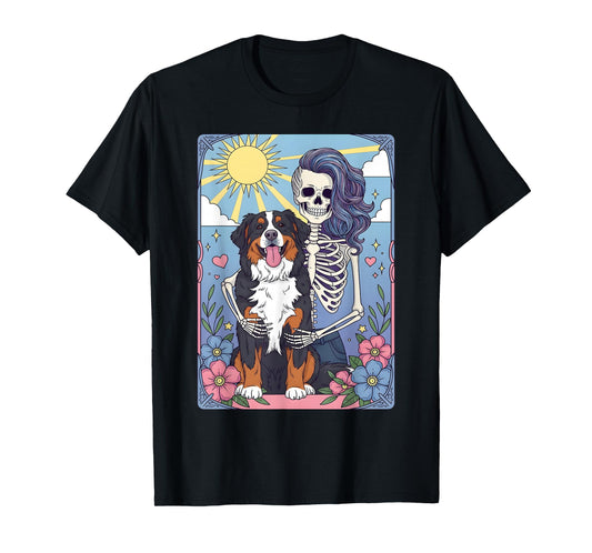 Bernese Mountain Tarot Card Halloween Costume Skeleton T-Shirt
