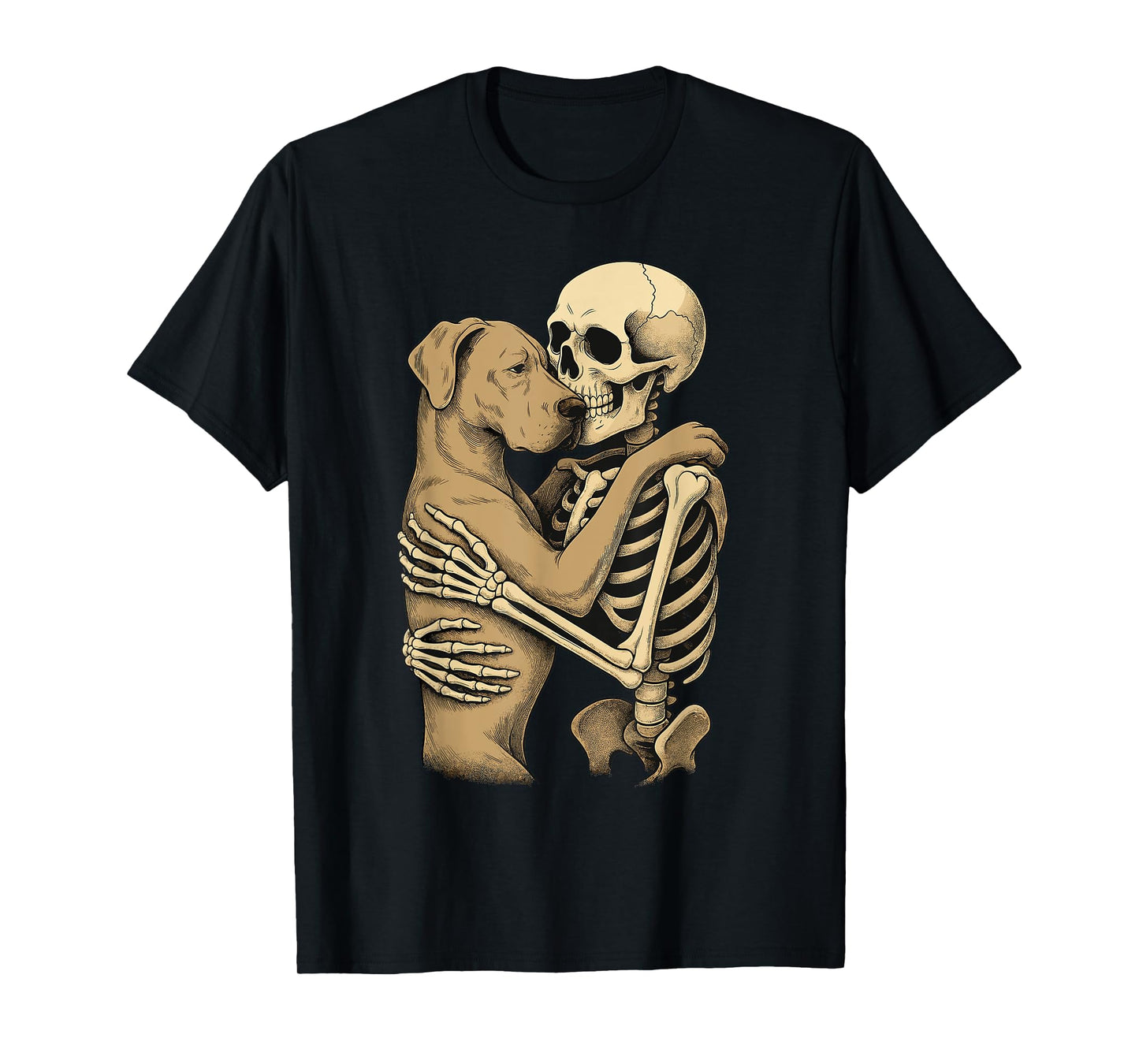 Skeleton Hugging Great Dane T-Shirt