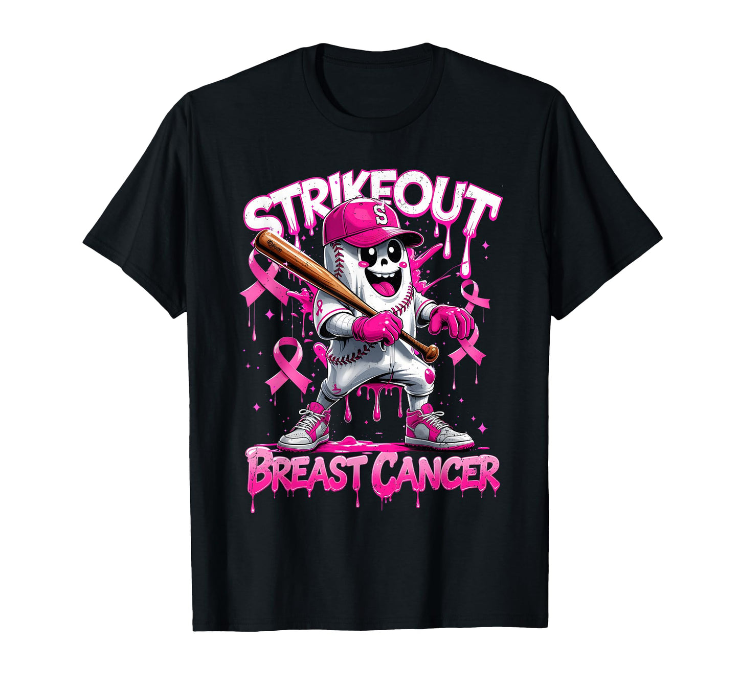 Breast Cancer Baseball Awareness Pink Ribbon Support Squad T-Shirt