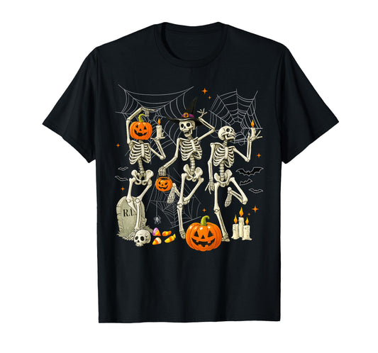 Dancing Skeleton Jack O Lantern Halloween Costumes Men T-Shirt