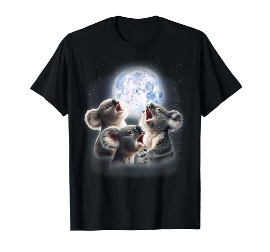3 Koalas Howling At The Moon Funny Koala Animal Lover Kids T-Shirt
