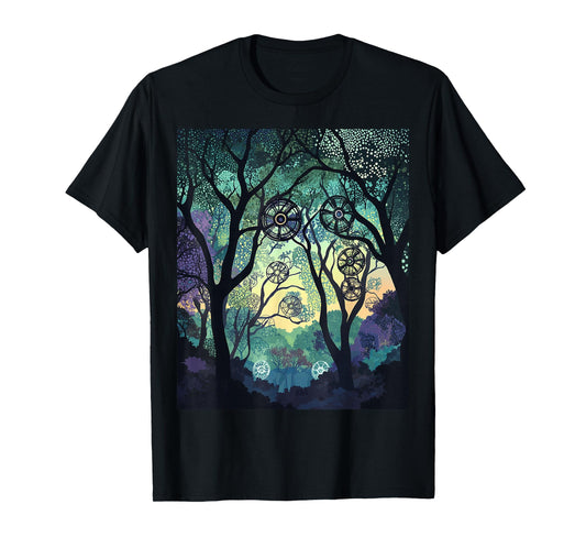 Dreamy Forest Geometric Nature Artwork T-Shirt
