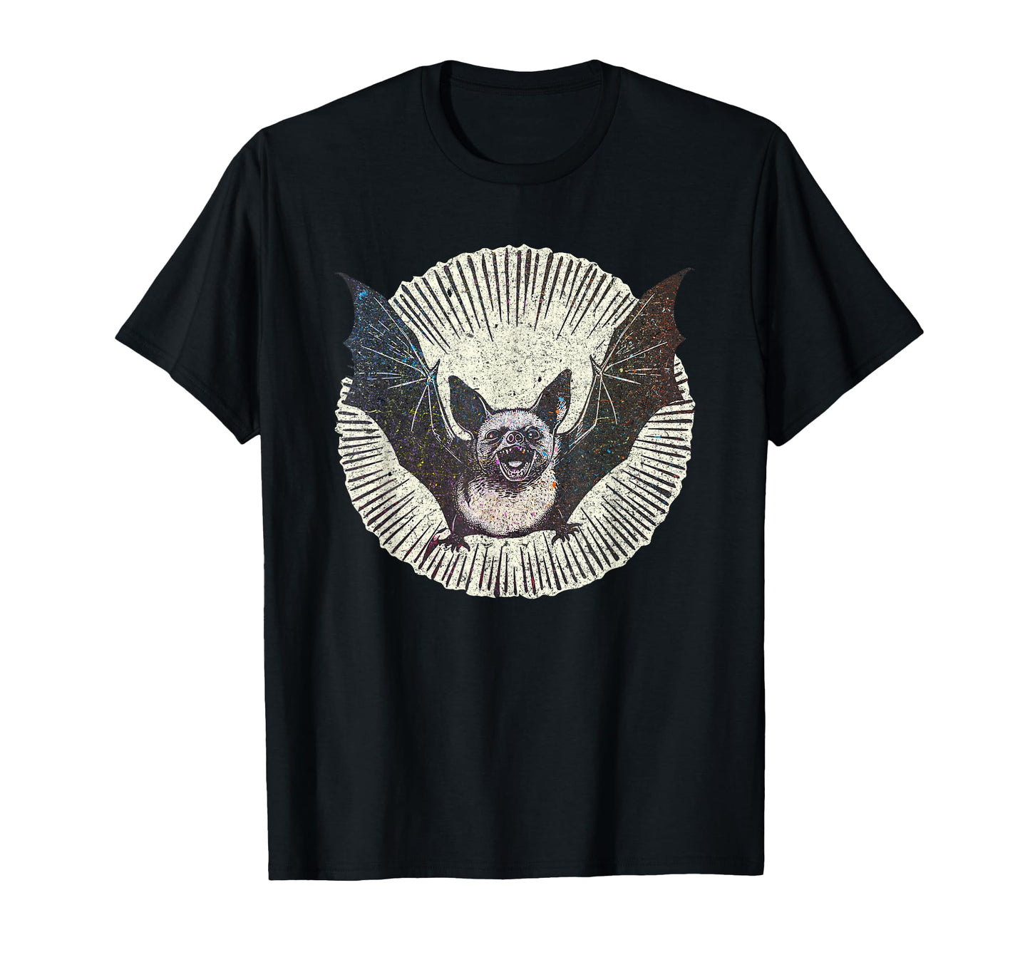Funny Nocturnal Vampire Bat Sketch Moon Light Mammal Animal T-Shirt