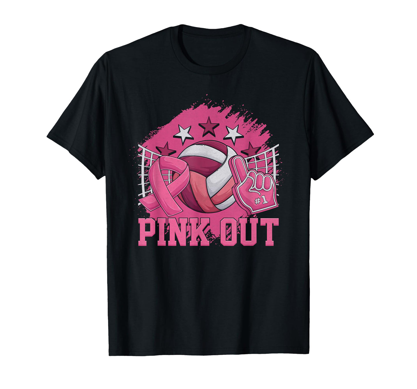 Pink Out Volleyball Pink Ribbon Breast Cancer Awareness T-Shirt