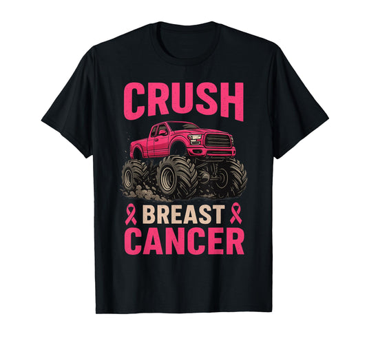 Crush Breast Cancer Awareness Monster Truck Toddler Boy Kid T-Shirt