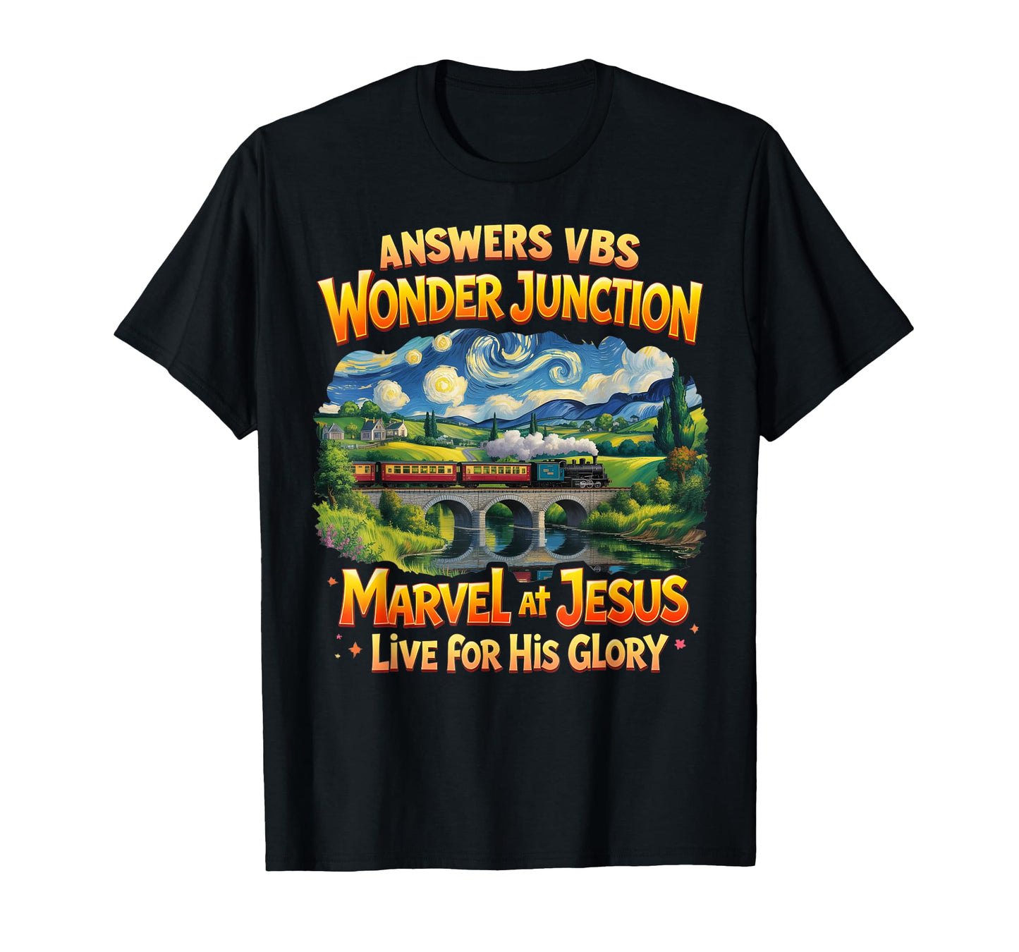 Christian Camp VBS 2025 Wonder His Glory Junction Train T-Shirt