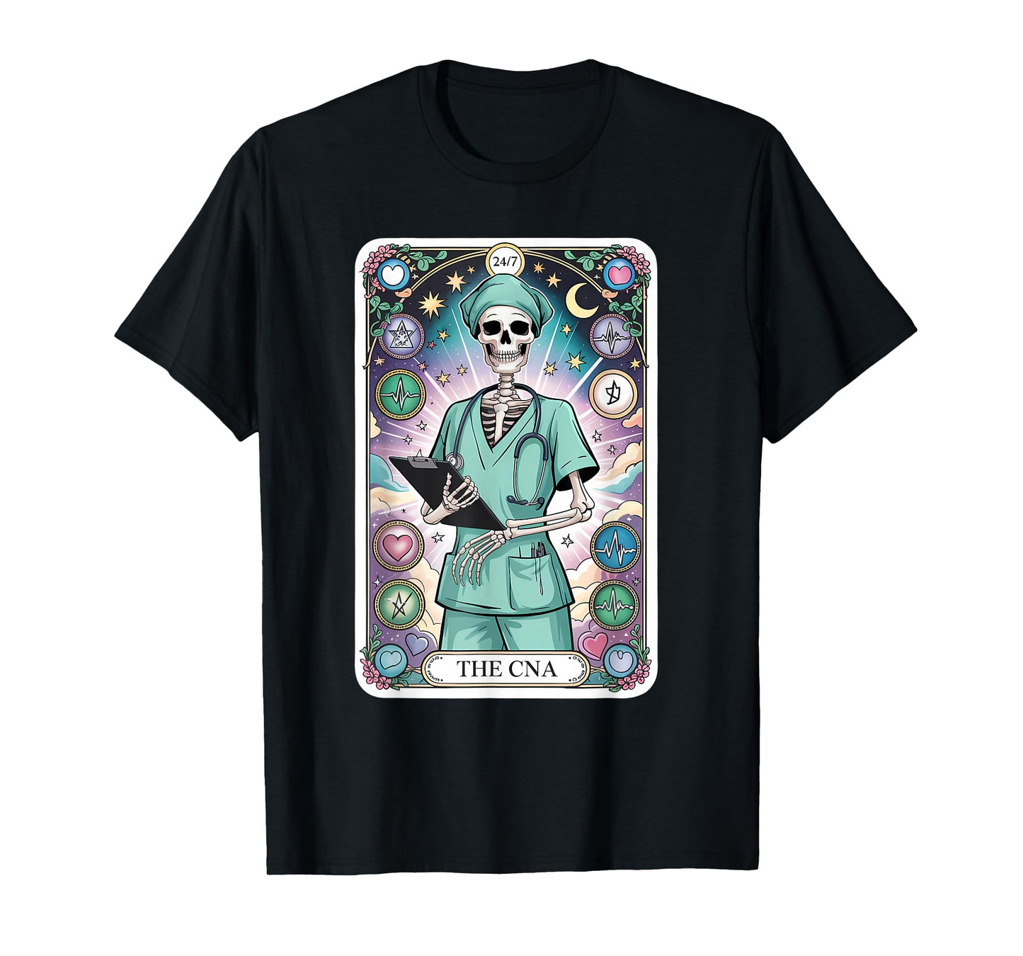 The CNA Skeleton Nurse Tarot Design T-Shirt