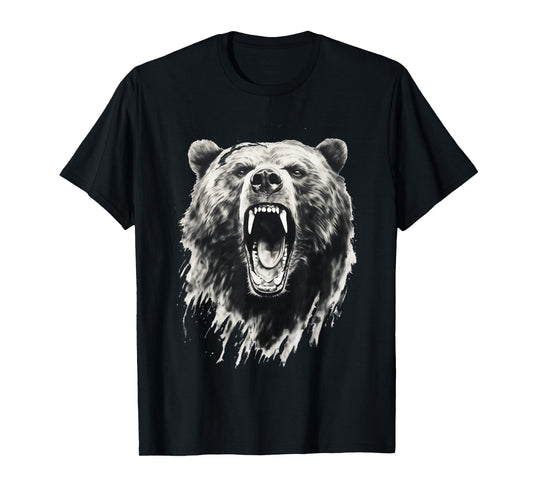 Bear Vintage Angry Grizzly Bear Hiking Camping Camper T-Shirt