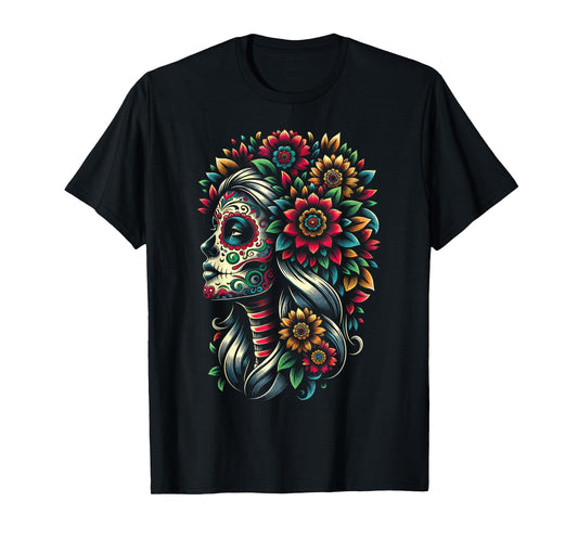 De Los Muertos La Catrina Day of the Dead Sugar Skull Women T-Shirt