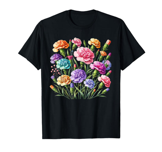 Cute Colorful Carnation Bouquet Floral Bloom Vintage T-Shirt