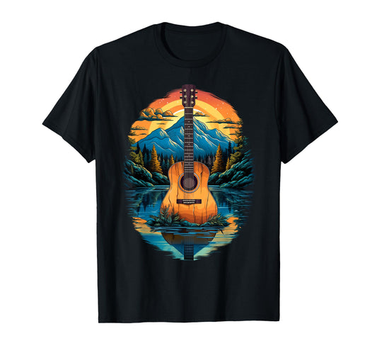 Acoustic Guitar Sunset By The Lake T-Shirt
