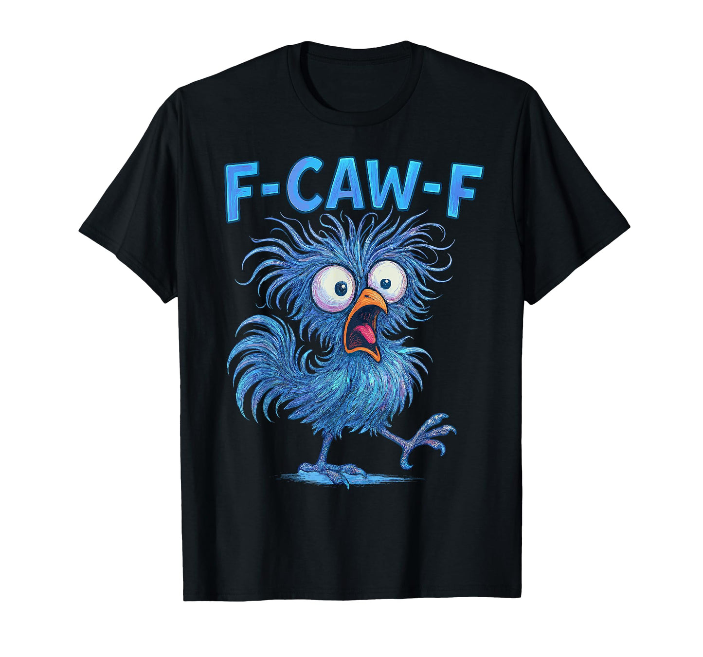 F-Caw-F Hidden Message Funny Blue Vintage Rooster Meme Humor T-Shirt