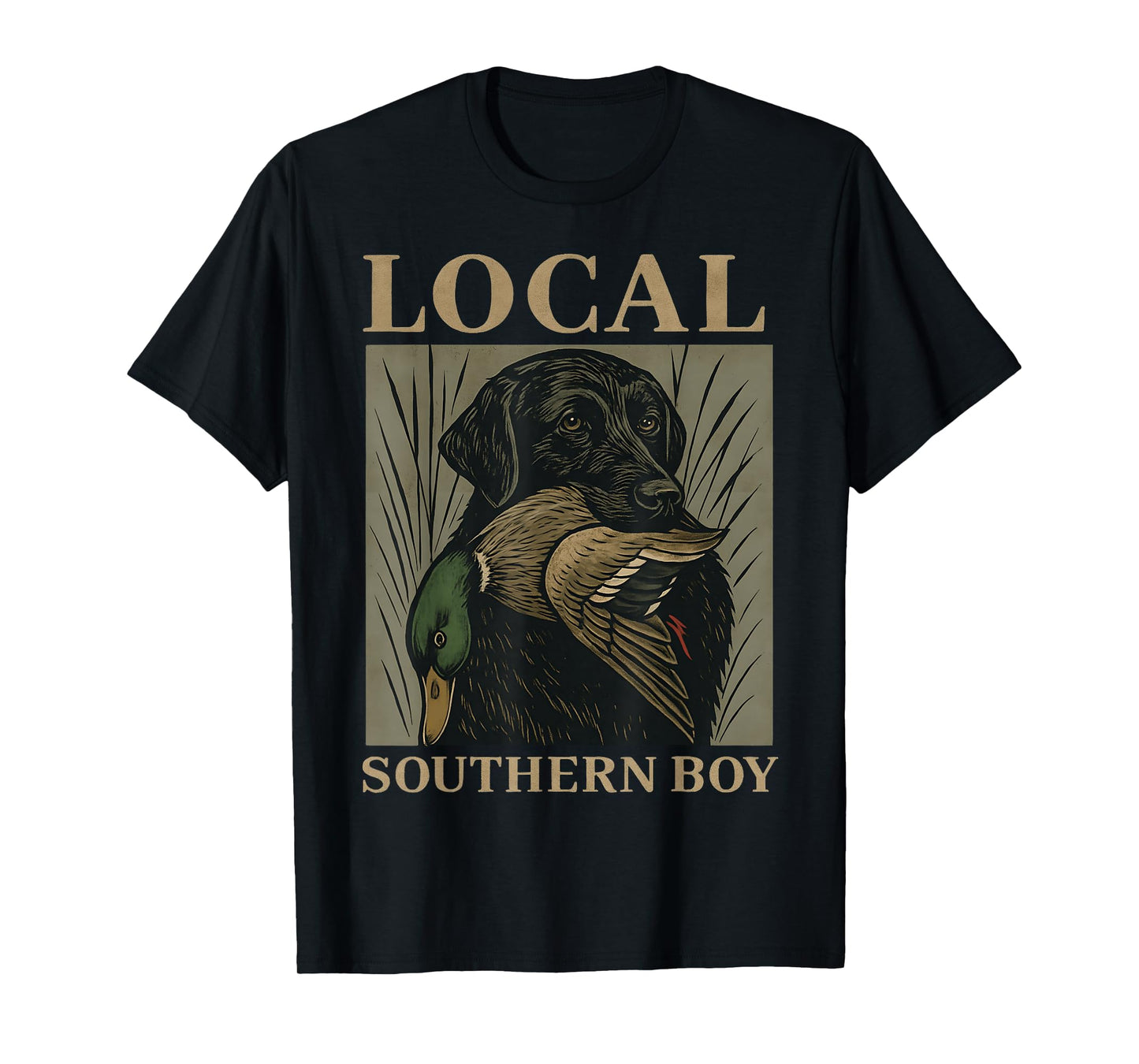 Local Southern Boy Duck Hunting Black Lab Dog Retro T-Shirt
