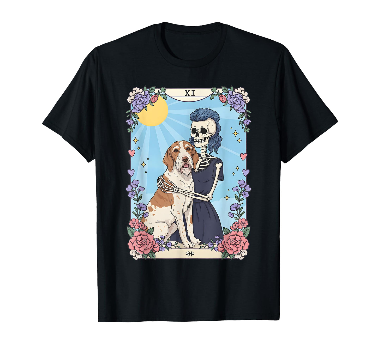 Spinone Italiano Tarot Card Halloween Costume Skeleton Retro T-Shirt