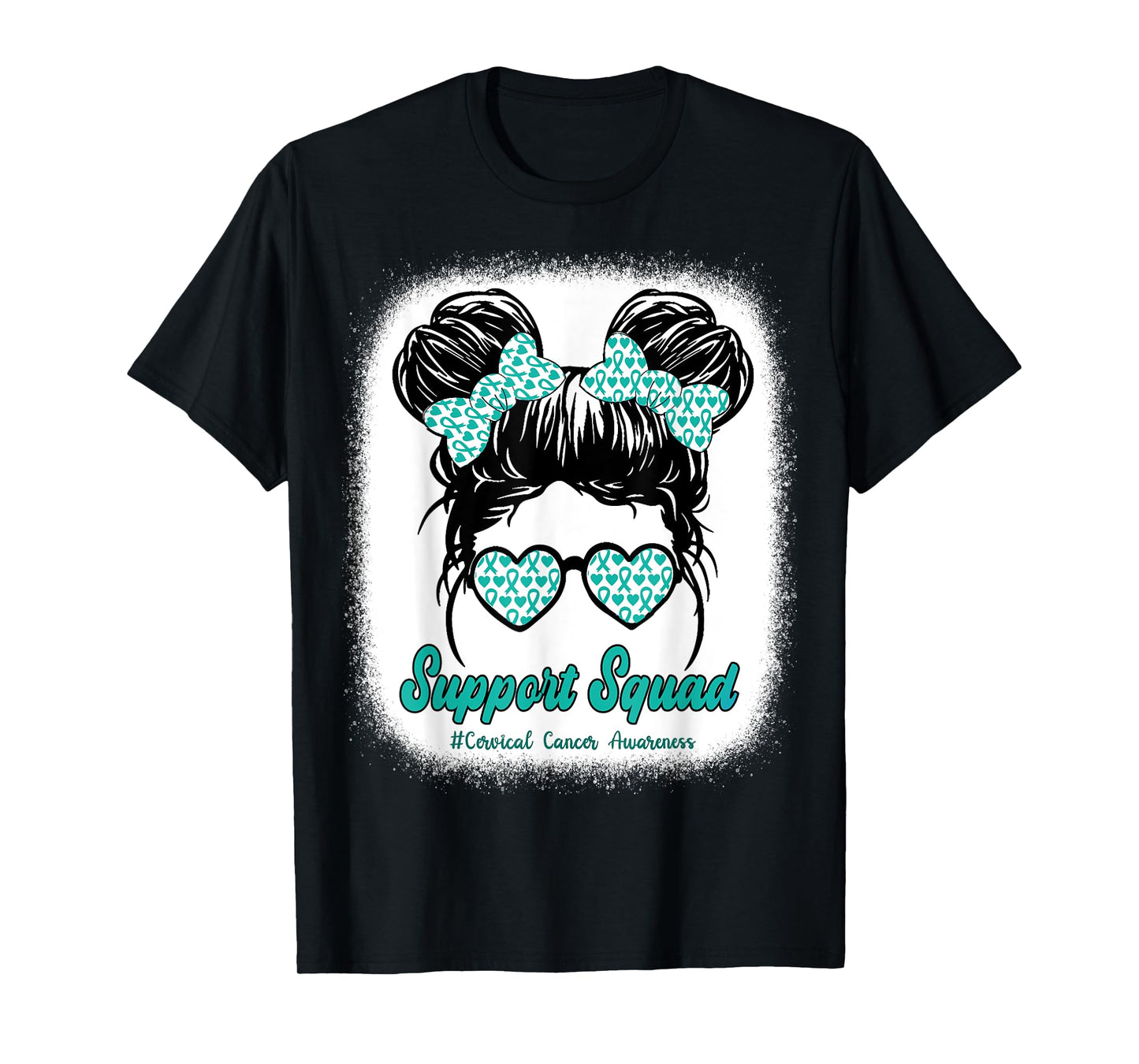 Support Squad Cervical Cancer Awareness Teal & White Ribbon T-Shirt
