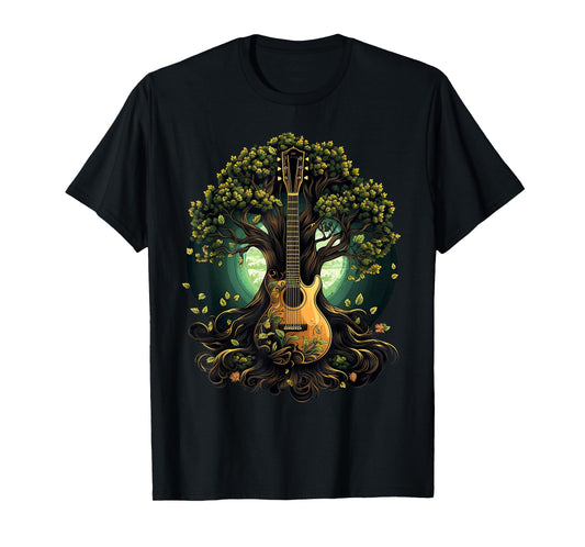 Acoustic Guitar Tree Of Life T-Shirt