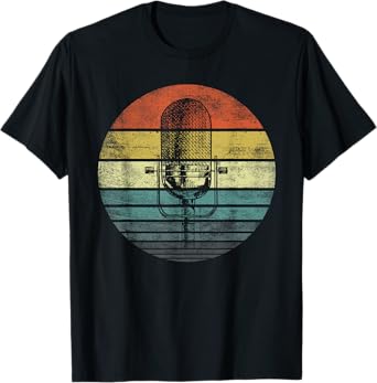 Singer Vocalist Musician Gift Funny Retro Microphone Singing T-Shirt