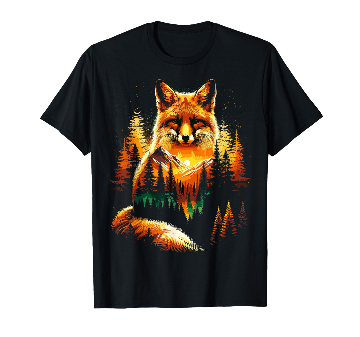 Fox Forest Nature Lover Mountains Hiking Camping T-Shirt