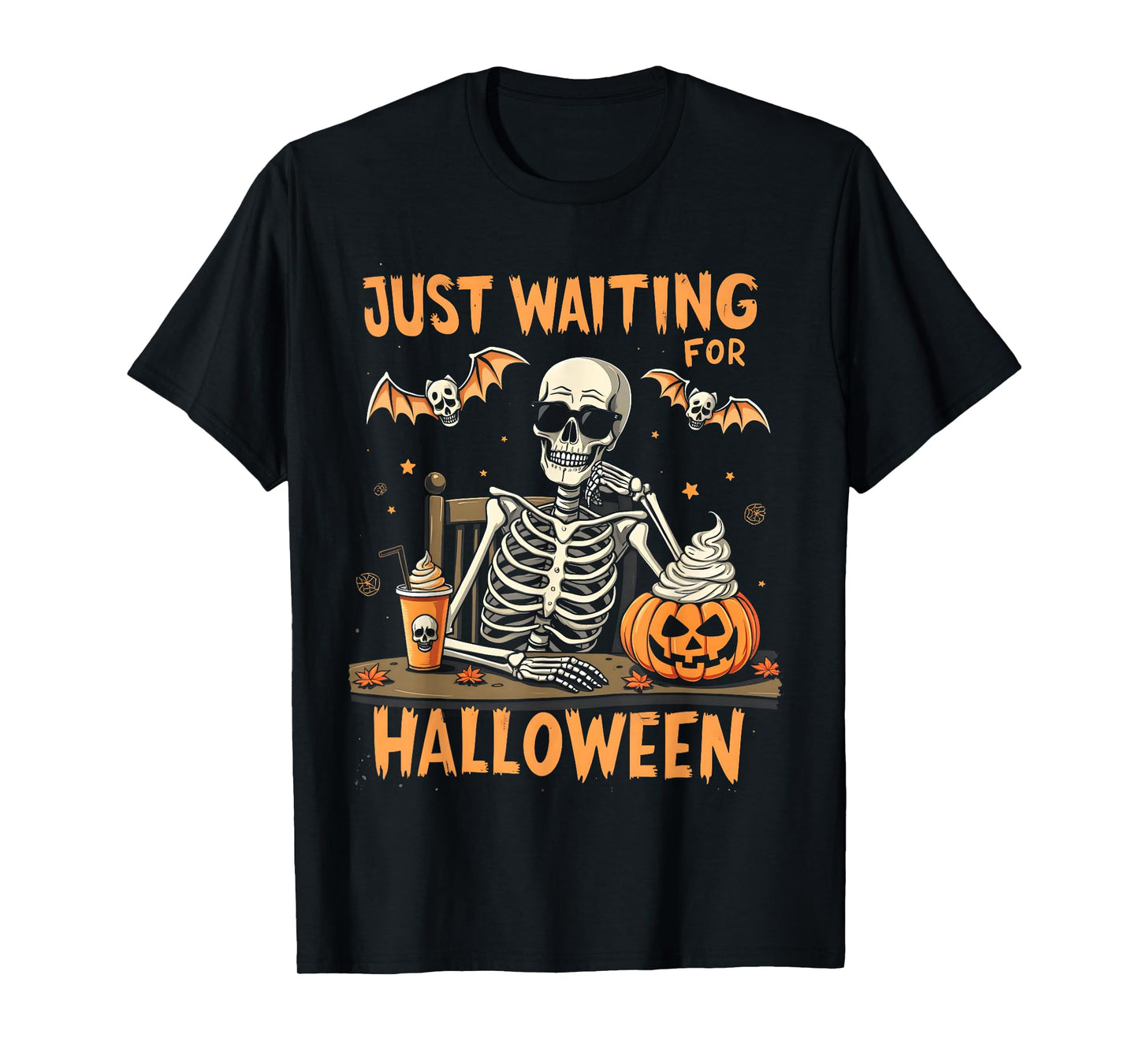 Jack O Lantern Just Waiting for Halloween Funny Skeleton T-Shirt