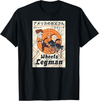 American Dad Wheels and the Legman Kanji Cartoon T-Shirt