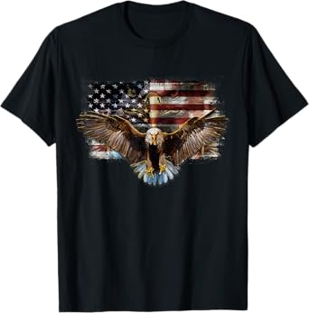 Bald Eagle 4th of July American USA Flag Eagle Patriotic T-Shirt