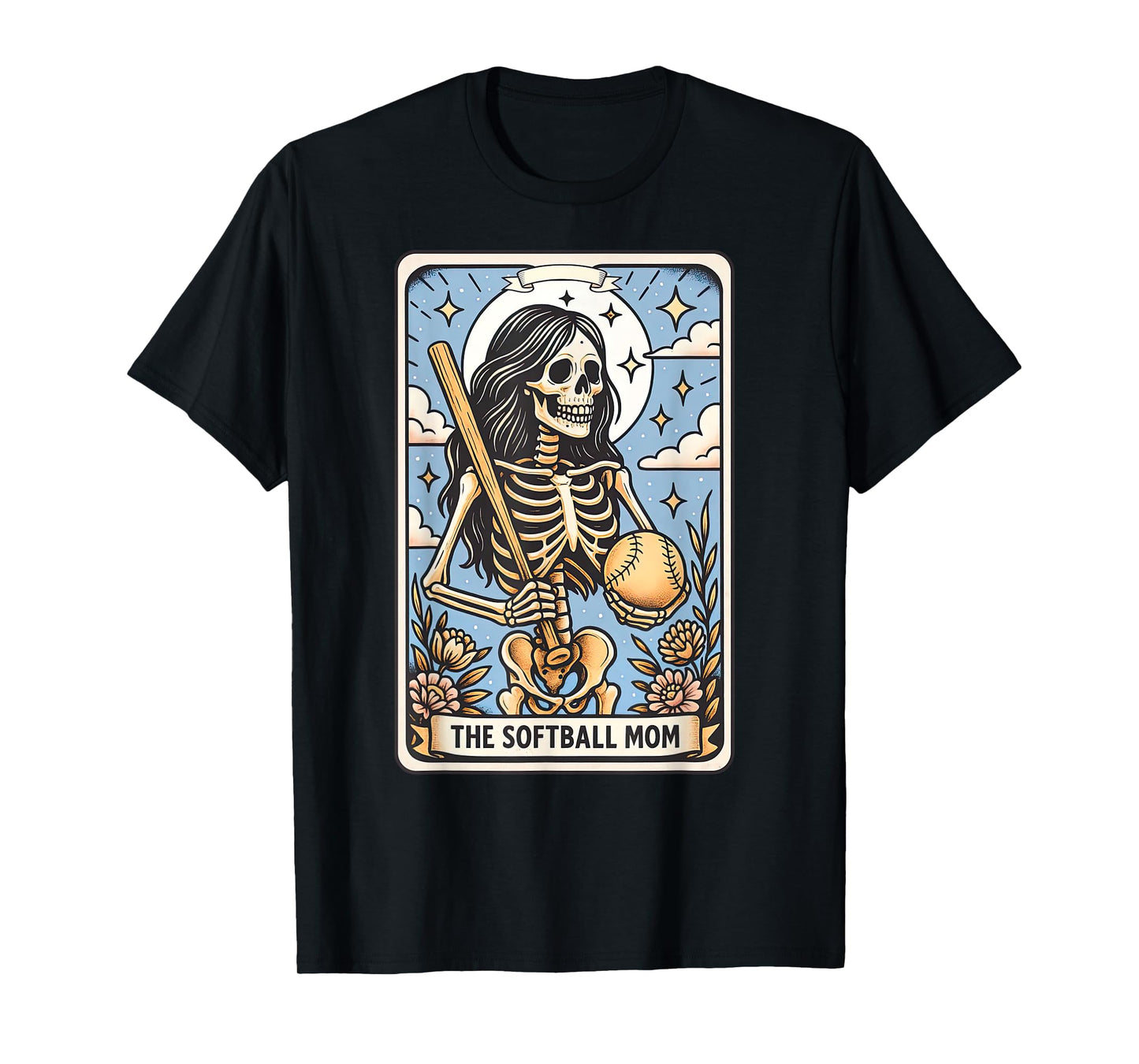 Softball Mom Tarot Card Skeleton Softball Mama Witchy Vibes T-Shirt