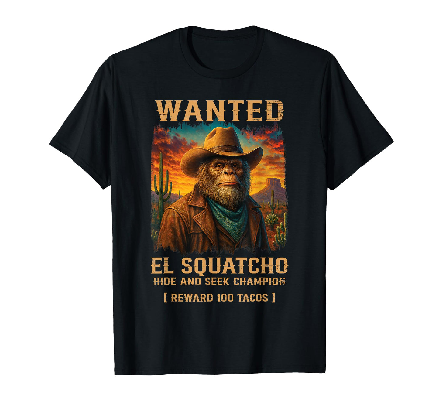 El Squatcho Hide Seek Funny Sasquatch Mexican Love Tacos T-Shirt