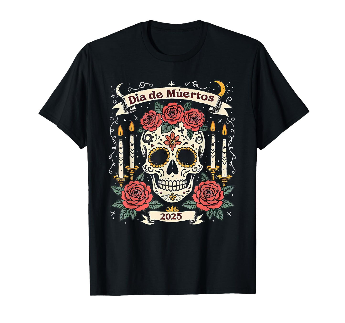 Dia de múertos Skull Skeleton Halloween Whimsy Mexican T-Shirt
