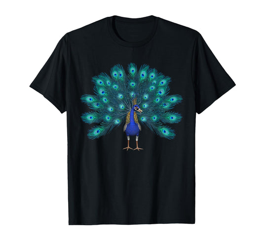 Cute Blue Peacock Print Teal Feathers Clothes T-Shirt