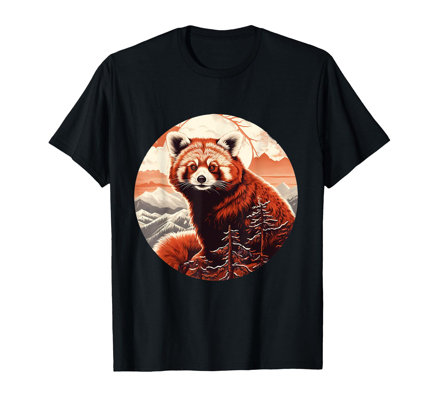 Red Panda Landscape Nature Artwork Animal Lovers Forest T-Shirt