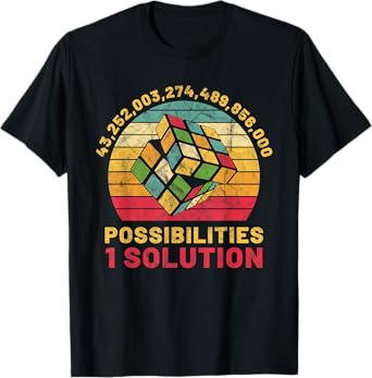 Puzzle Cube Funny One Solution Speed Cubing Retro Math T-Shirt