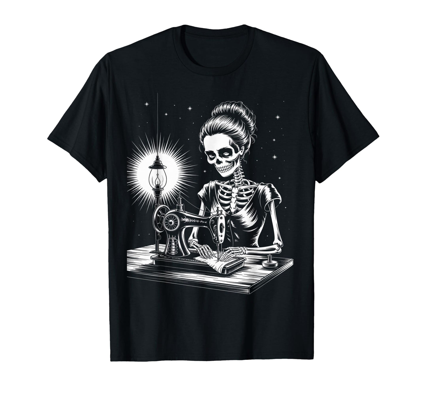 Skeleton Sewer Quilter Funny Sewing Lover Halloween T-Shirt